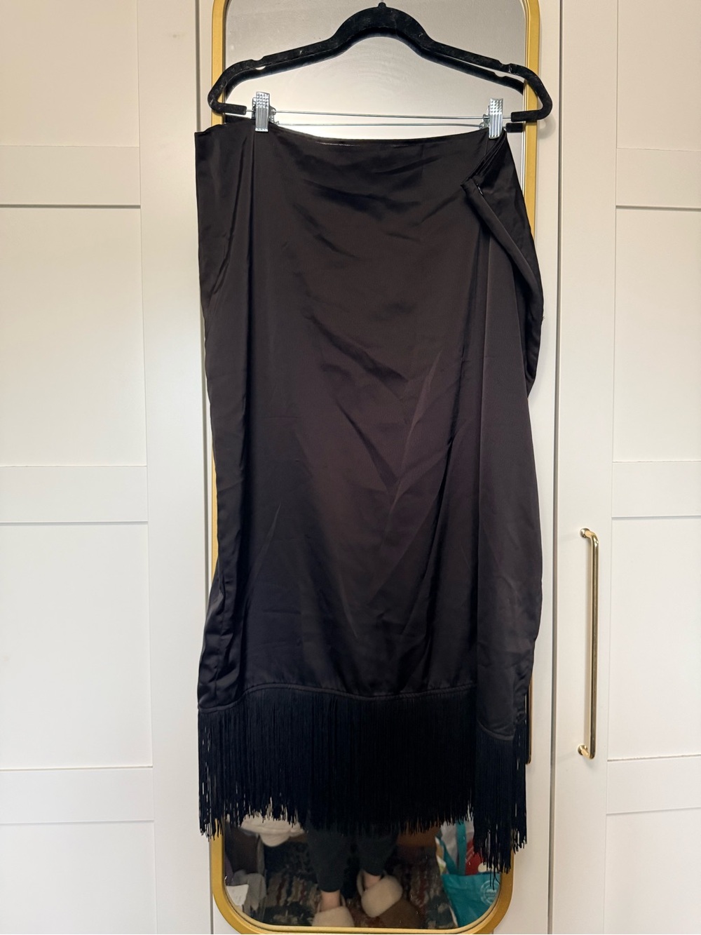 Nasty Gal Fringe Satin Maxi Skirt
